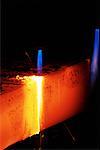 Slab of Molten Steel Being Cut