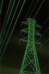 Transmission Towers and Power Lines at Dusk