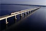 Passenger Train on Bridge over Escambia Bay Florida, USA