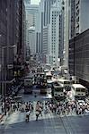 Busy City Street and Trams Hong Kong