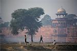 Garçons jouer au Cricket, Agra, Inde