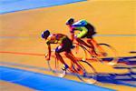 Blurred Abstract View of Bike Race