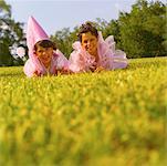 Girls on Lawn in Costume