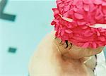 Mature Woman in Pink Bathing Cap