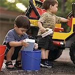 Children Washing Car