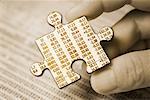 Hand Holding Puzzle Piece With Stock Page Information