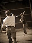 Father and Son Playing Baseball