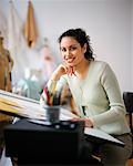 Portrait of Woman at Drafting Table