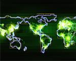 World Map with Population Lights