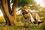 Mature Man in Wheelchair Outdoors