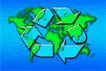 Recycling Symbol Over World Map