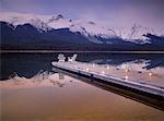 Crépuscule sur Maligne Lake, Jasper National Park, Alberta, Canada