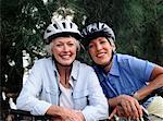 Portrait of Two Mature Women With Bikes