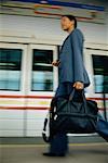 Blurred View of Woman Walking By Subway