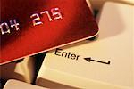 Close-up of Credit Card and Enter Key