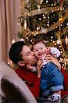 Father and Baby at Christmas