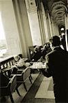 Waiter and Patrons in Cafe at the Louvre, Paris, France