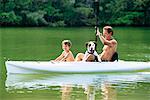 Father, Son and Dog in Kayak