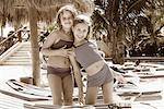 Portrait of Two Girls at Tropical Resort