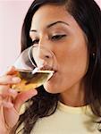 Woman Drinking Glass of Wine