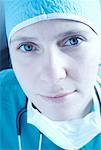 Close-Up of Woman in Surgical Clothing