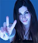 Young Woman Giving Peace Sign