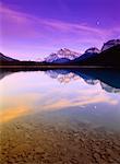 Coucher de soleil, lac Waterfowl, Parc National Banff, Alberta, Canada