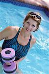 Woman Exercising in Pool