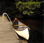 Canoe Tied to Dock