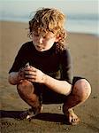 Boy in Wetsuit on Beach