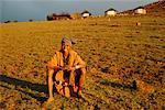 Personne en champ Transkei en Afrique du Sud