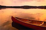 Canoe and Lake at Sunset Gatineau Park, Quebec, Canada