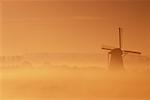 Windmill in Fog Kinderdijk, Holland