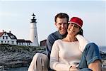Portrait of Couple by Lighthouse