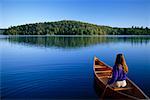 Woman Canoeing, Meech Lake Gatineau Park, Quebec, Canada