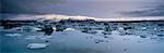 Jokulsarlon and Vatnajokull Ice Cap at Dawn Iceland