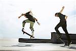 Planches à roulettes dans le Skatepark