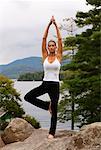 Woman Practicing Yoga Outdoors