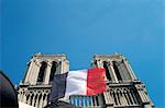 France, Paris, Flag on Notre Dame