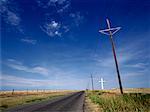 Road with Cross on Horizon Groom, Texas USA