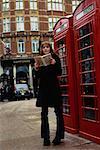 Girl By Phone Booth Leicester Square London, England