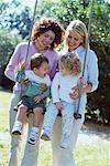 Mothers with Children on Swing