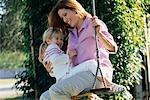 Mother and Daughter on Swing