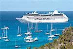 Cruise Ship and Sailboats Gustavia Harbour, St. Barthelemy French West Indies