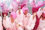 Womaen in Pink Costumes Mardi Gras, St. Barthelemy French West Indies