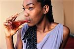 Woman Drinking Cranberry Juice