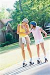 Mother and Daughter Roller Skating