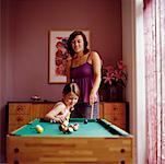 Mother and Daughter Playing Pool