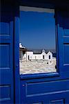 Church Framed by Doorway Mykonos Island, Greece