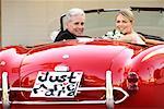 Portrait of Bride and Groom in Car